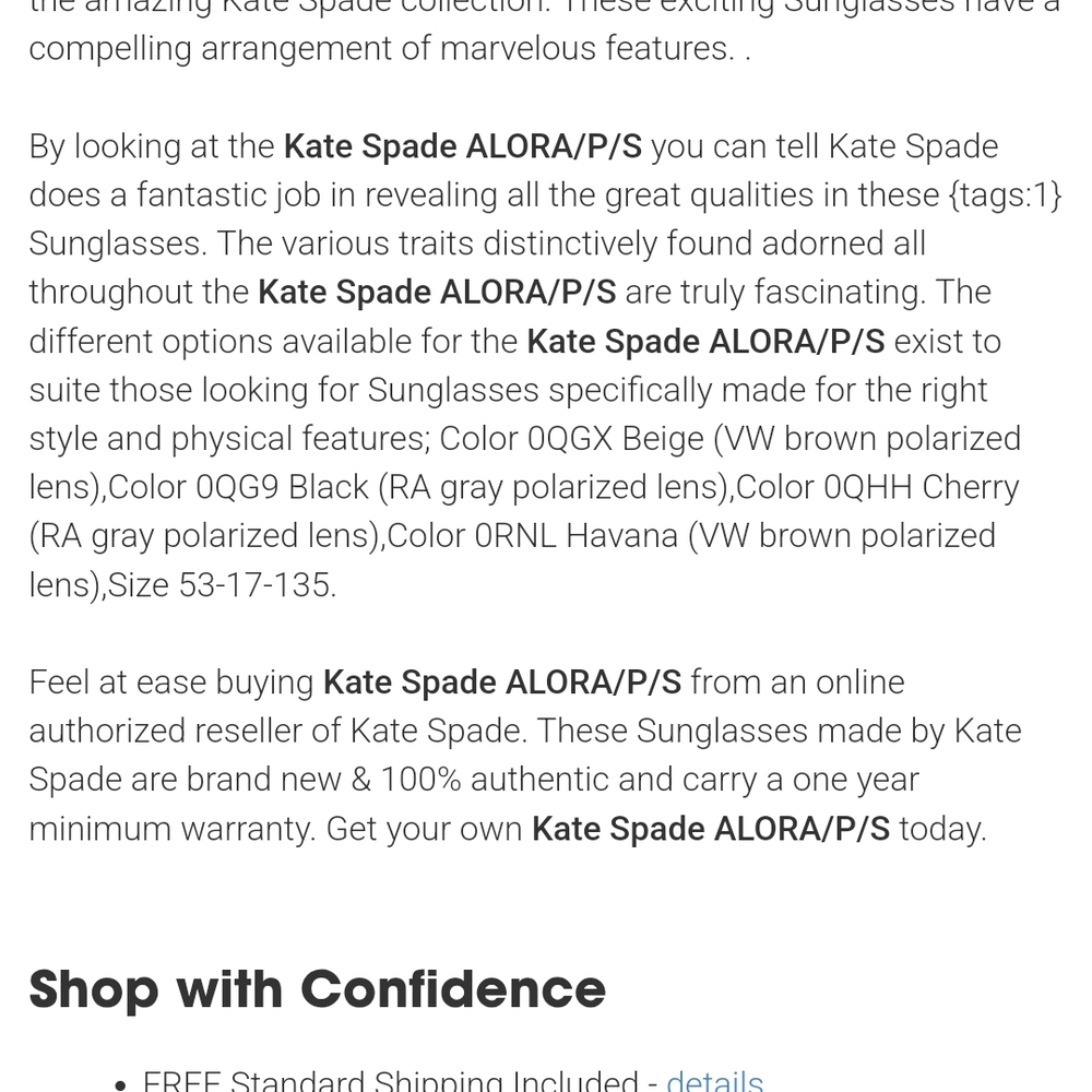 Kate Spade ALORA/P/S Sunglasses - Picture 2 of 6